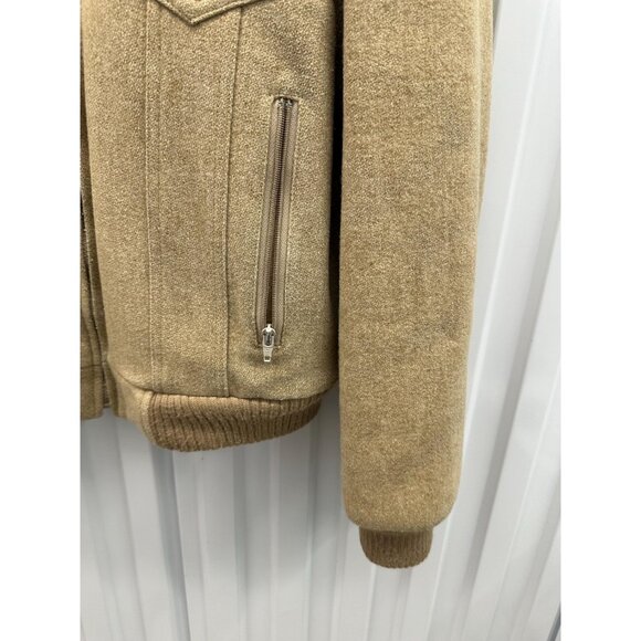 Vintage 80s George Richards Wool Jacket, Tan Zip-Up Coat Size Large - Picture 4 of 6